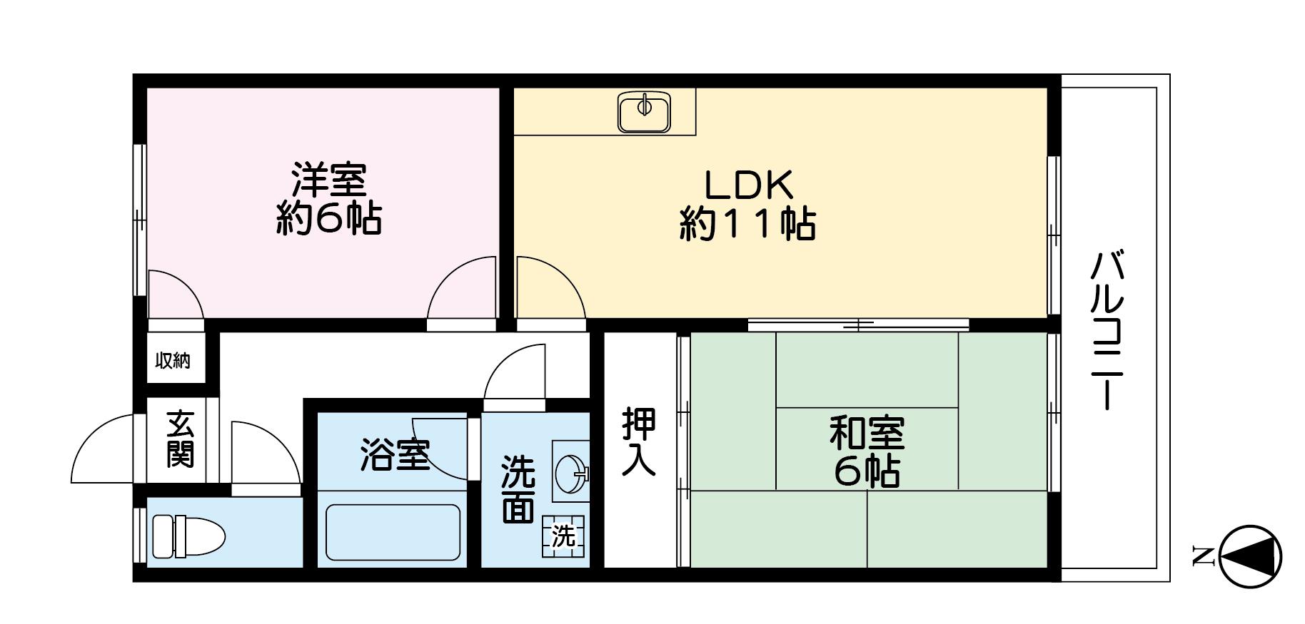 リバーシティ八景水谷(2LDK/3階)の間取り写真
