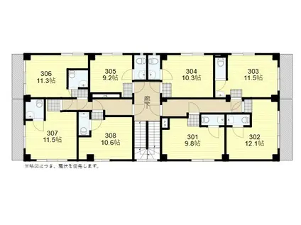 SOCIAL APARTMENT 若草共同(ワンルーム/3階)の間取り写真