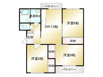 ガーデンハイツ清水(3DK/4階)の間取り写真
