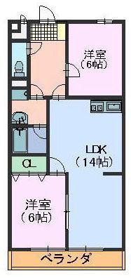スカイハイツ塚本(2LDK/2階)の間取り写真