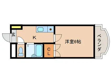 サンヒルズ橿原(1K/2階)の間取り写真