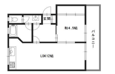 北山マンション(1LDK/3階)の間取り写真