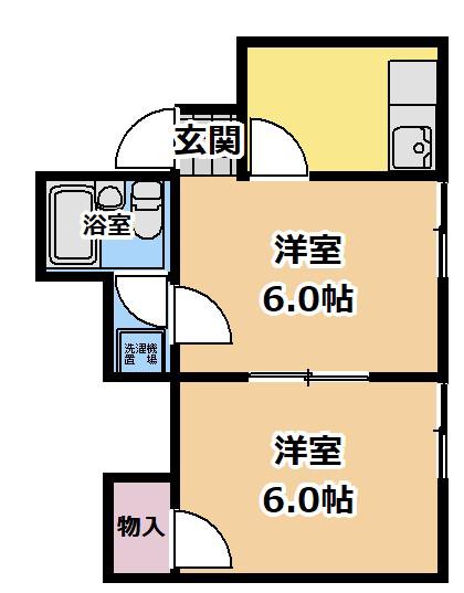 コーポ花田(2K/2階)の間取り写真
