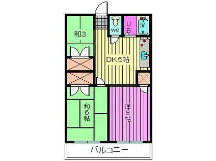 第2静和荘(3DK/2階)の間取り写真