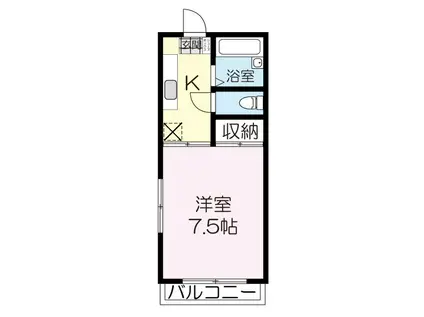 アメニティ旭ヶ丘(1K/2階)の間取り写真