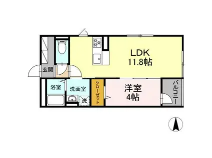 DHCR広瀬町(1LDK/3階)の間取り写真