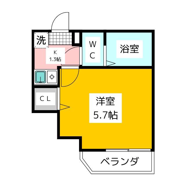 グレンシャクジイ(1K/2階)の間取り写真