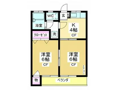 日の出ハイツ(2K/1階)の間取り写真