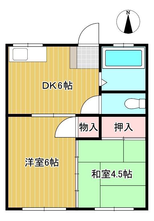 畑田第一アパート(2DK/1階)の間取り写真
