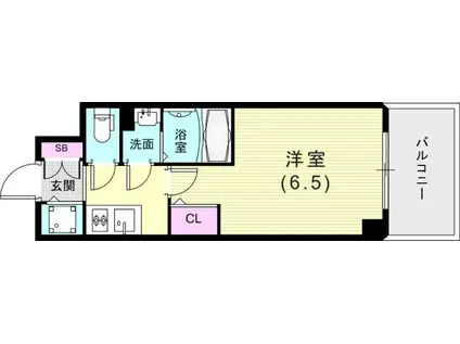 エスリード神戸兵庫駅ミッドポート(1K/2階)の間取り写真