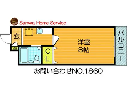 ベンベヌート大西(1K/2階)の間取り写真