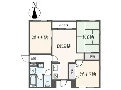 JR南武線 府中本町駅 徒歩8分 3階建 築32年(3DK/3階)の間取り写真
