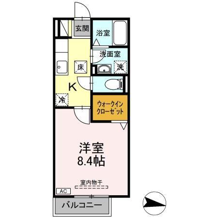 ブランドール(1K/1階)の間取り写真