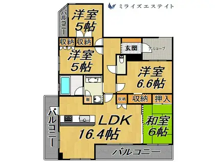 PARK AXIS金山ウエスト(4LDK/8階)の間取り写真
