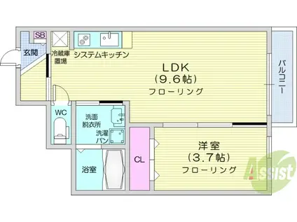 アクト1(1LDK/1階)の間取り写真
