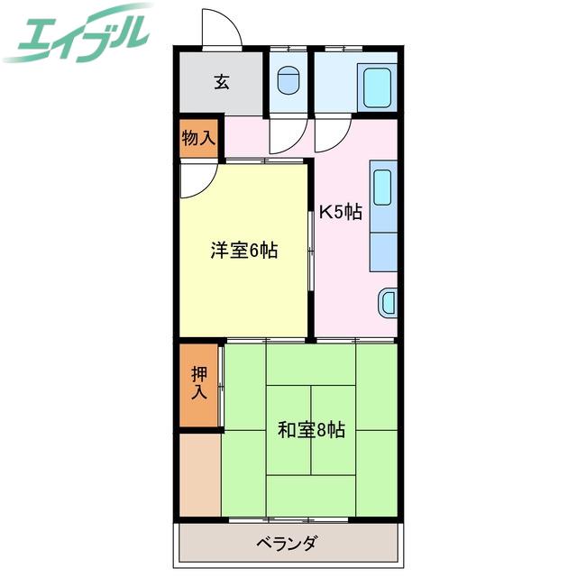 丸井荘(2K/2階)の間取り写真