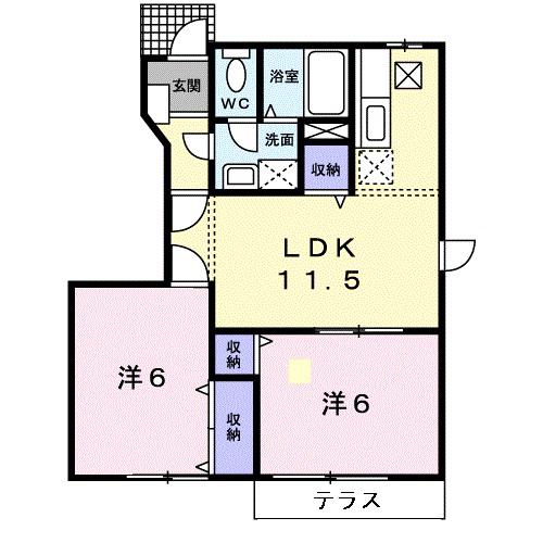 メゾン長船B(2LDK/1階)の間取り写真