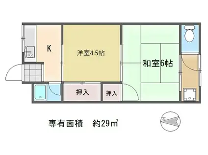 ハイツ白龍(2DK/1階)の間取り写真