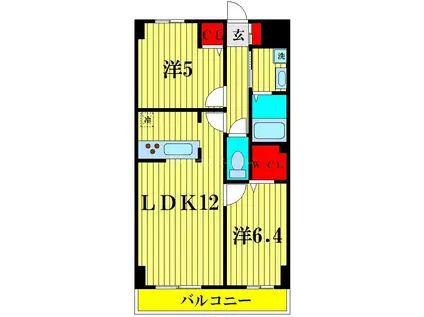 グランチェスタ(2LDK/5階)の間取り写真