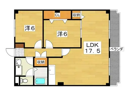 パルソシア(2LDK/2階)の間取り写真