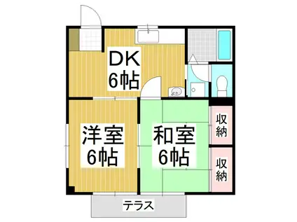 ファミーユ新村A(2DK/1階)の間取り写真