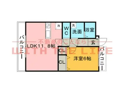 イルプリモ上津(1LDK/1階)の間取り写真