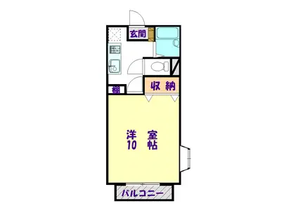 ハピネス2(1K/1階)の間取り写真