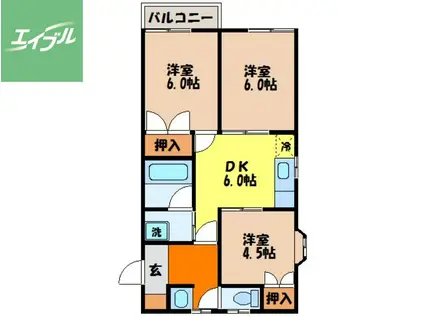 サンライズM(3DK/1階)の間取り写真