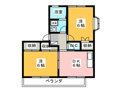 エスペランサ A(2DK/2階)の間取り写真