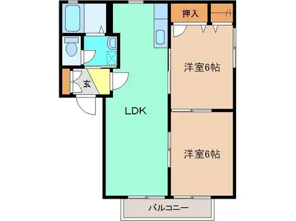 ヒルサイドテラス C棟(2LDK/2階)の間取り写真