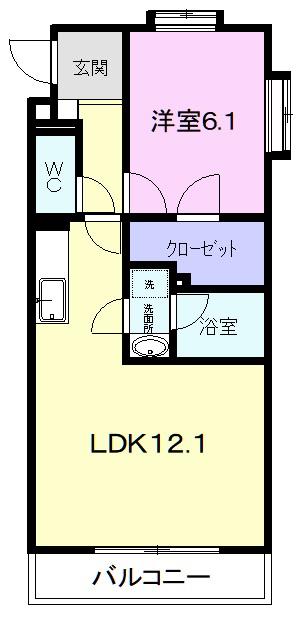 クロワッサン(1LDK/2階)の間取り写真