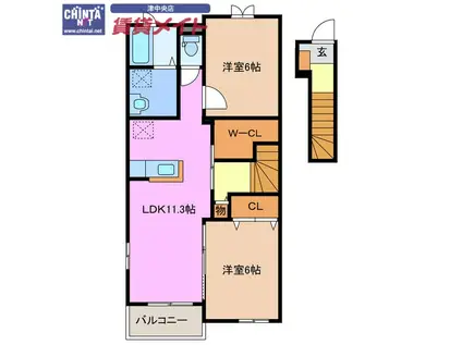 クレア II(2LDK/2階)の間取り写真