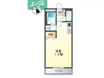 コンフォース亀山I(ワンルーム/1階)の間取り写真