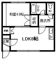 ドエル東光(1LDK/2階)の間取り写真