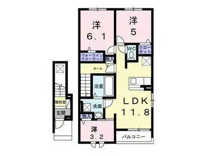 ユウスゲ(3LDK/2階)の間取り写真