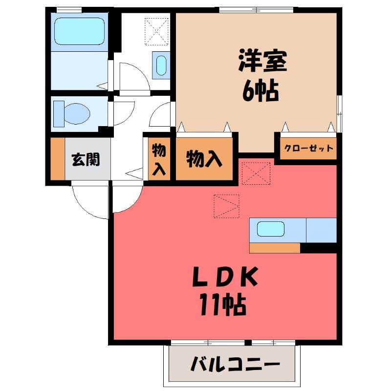 リュエルA(1LDK/1階)の間取り写真
