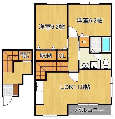 リバ-サイド広徳(2LDK/2階)の間取り写真