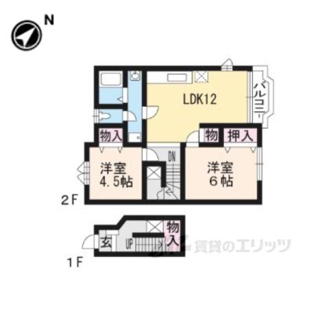 シャルマンフルールⅡ・Ⅲ(2LDK/2階)の間取り写真