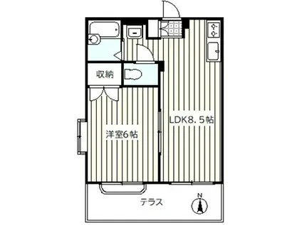 エリールハイツ(1LDK/1階)の間取り写真