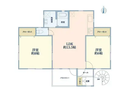 シェトワ(2LDK/2階)の間取り写真