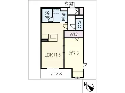 ユイマールIII(1LDK/1階)の間取り写真