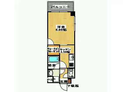 グリーンコート北川(1K/2階)の間取り写真