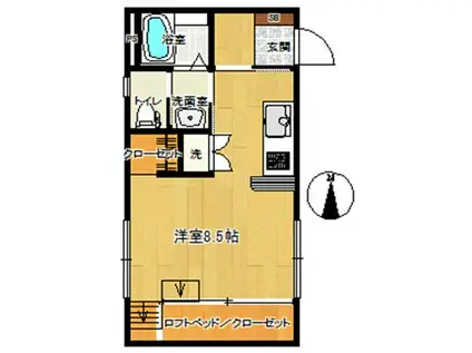 サンライズ旭(ワンルーム/1階)の間取り写真