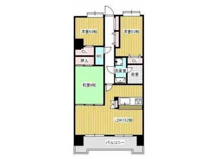 アメックス久留米六ツ門(3LDK/14階)の間取り写真