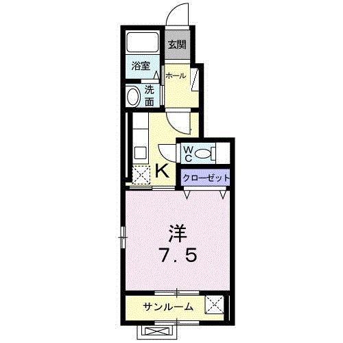 クローバーハウス(1K/1階)の間取り写真
