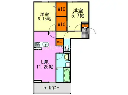 AALII I(2LDK/1階)の間取り写真