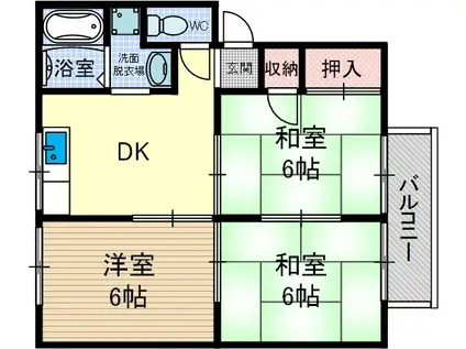 セジュール小柳Ⅰ(3DK/2階)の間取り写真