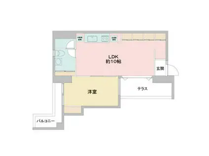 LA DOUCEUR湊町(1LDK/4階)の間取り写真