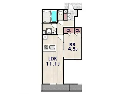 フィール竹ノ塚II(1LDK/1階)の間取り写真