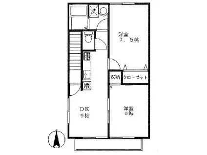 フェアホルムA棟(2DK/2階)の間取り写真